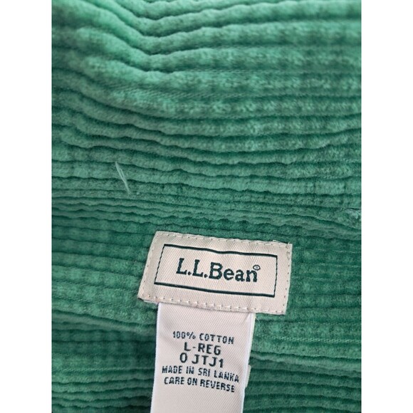 Vintage LL Bean Shacket Wide Whale Shirt Corduroy Green Button Up Women's Large - Picture 2 of 15